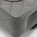 CHANEL SMALL CLASSIC DOUBLE FLAP BAG LAMBSKIN GREY LGHW (MICROCHIP)