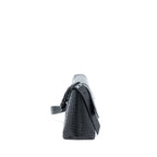 BALENCIAGA SMALL DOWNTOWN SHOULDER BAG CROC EMBOSSED LEATHER BLACK WITH BLACK HARDWARE