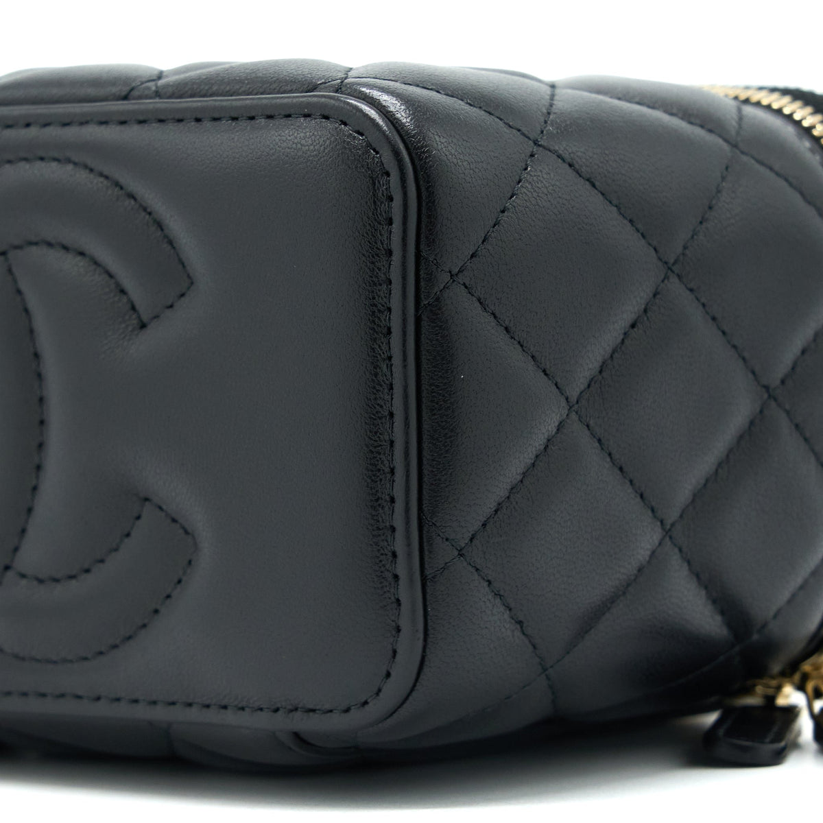 CHANEL TOP TWIST CHAIN HANDLE LONG VANITY WITH CHAIN LAMBSKIN BLACK BRUSHED GHW (MICROCHIP)