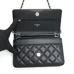 CHANEL CLASSIC WALLET ON CHAIN CAVIAR BLACK SHW (MICROCHIP)