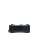 BALENCIAGA SMALL DOWNTOWN SHOULDER BAG CROC EMBOSSED LEATHER BLACK WITH BLACK HARDWARE