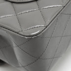 CHANEL SMALL CLASSIC DOUBLE FLAP BAG LAMBSKIN GREY LGHW (MICROCHIP)