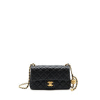 CHANEL 22C PEARL CRUSH MINI RECTANGULAR LAMBSKIN BLACK GHW (MICROCHIP)