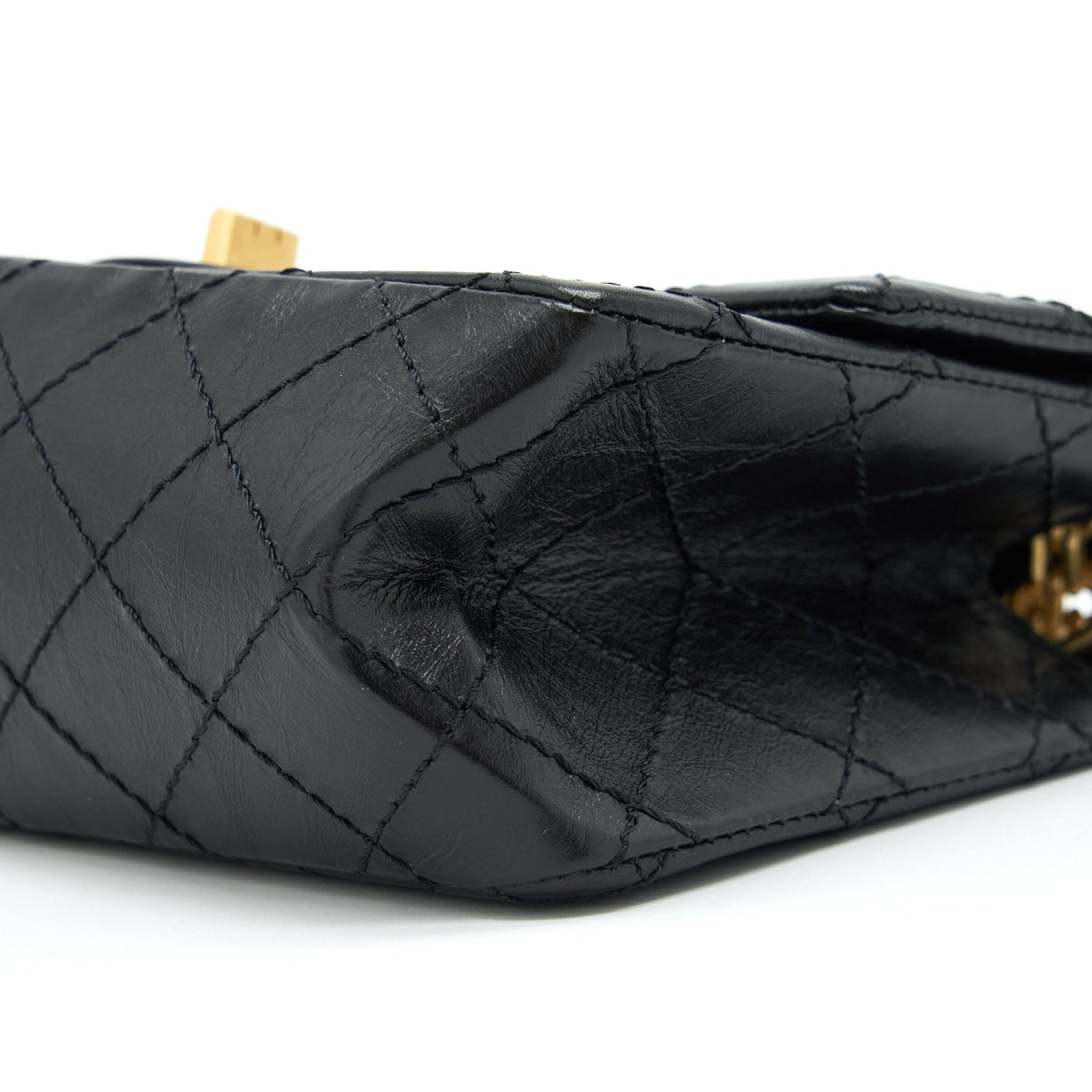 CHANEL MINI 2.55 REISSUE FLAP BAG AGED CALFSKIN BLACK BRUSHED GHW (MICROCHIP)