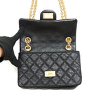 CHANEL MINI 2.55 REISSUE FLAP BAG AGED CALFSKIN BLACK BRUSHED GHW (MICROCHIP)