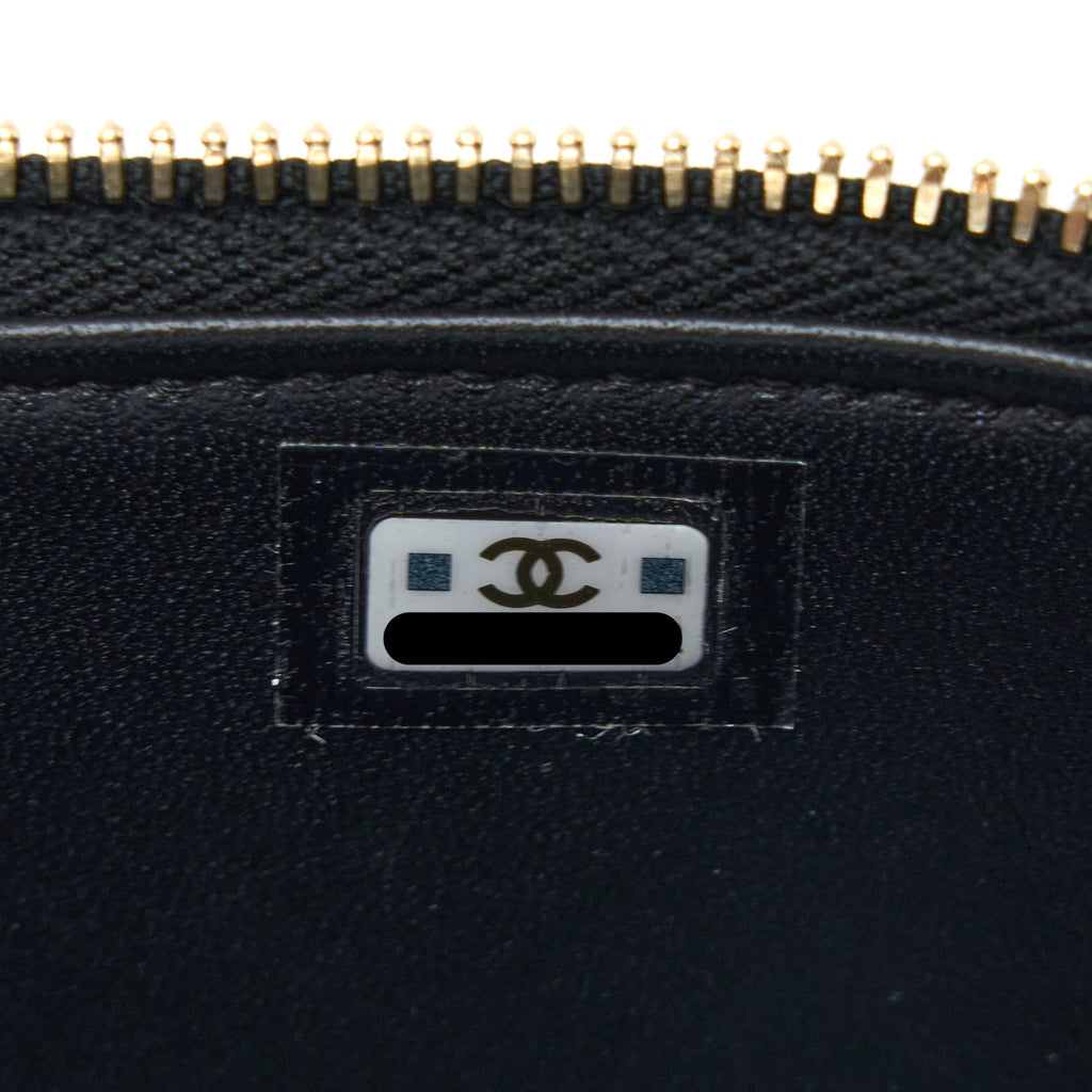 CHANEL TOP TWIST CHAIN HANDLE LONG VANITY WITH CHAIN LAMBSKIN BLACK BRUSHED GHW (MICROCHIP)