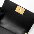 CHANEL TOP HANDLE SMALL BOY BAG CALFSKIN BLACK BRUSHED GHW