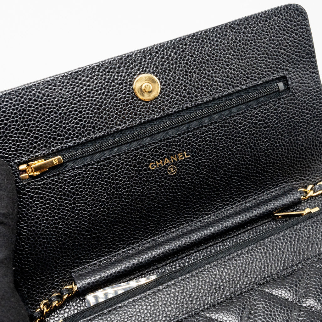 CHANEL CLASSIC WALLET ON CHAIN CAVIAR BLACK GHW