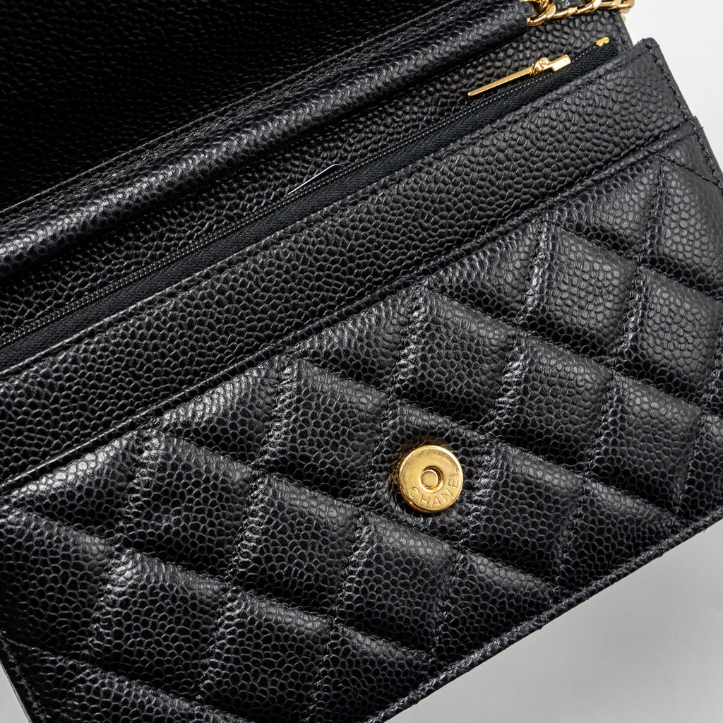 CHANEL CLASSIC WALLET ON CHAIN CAVIAR BLACK GHW