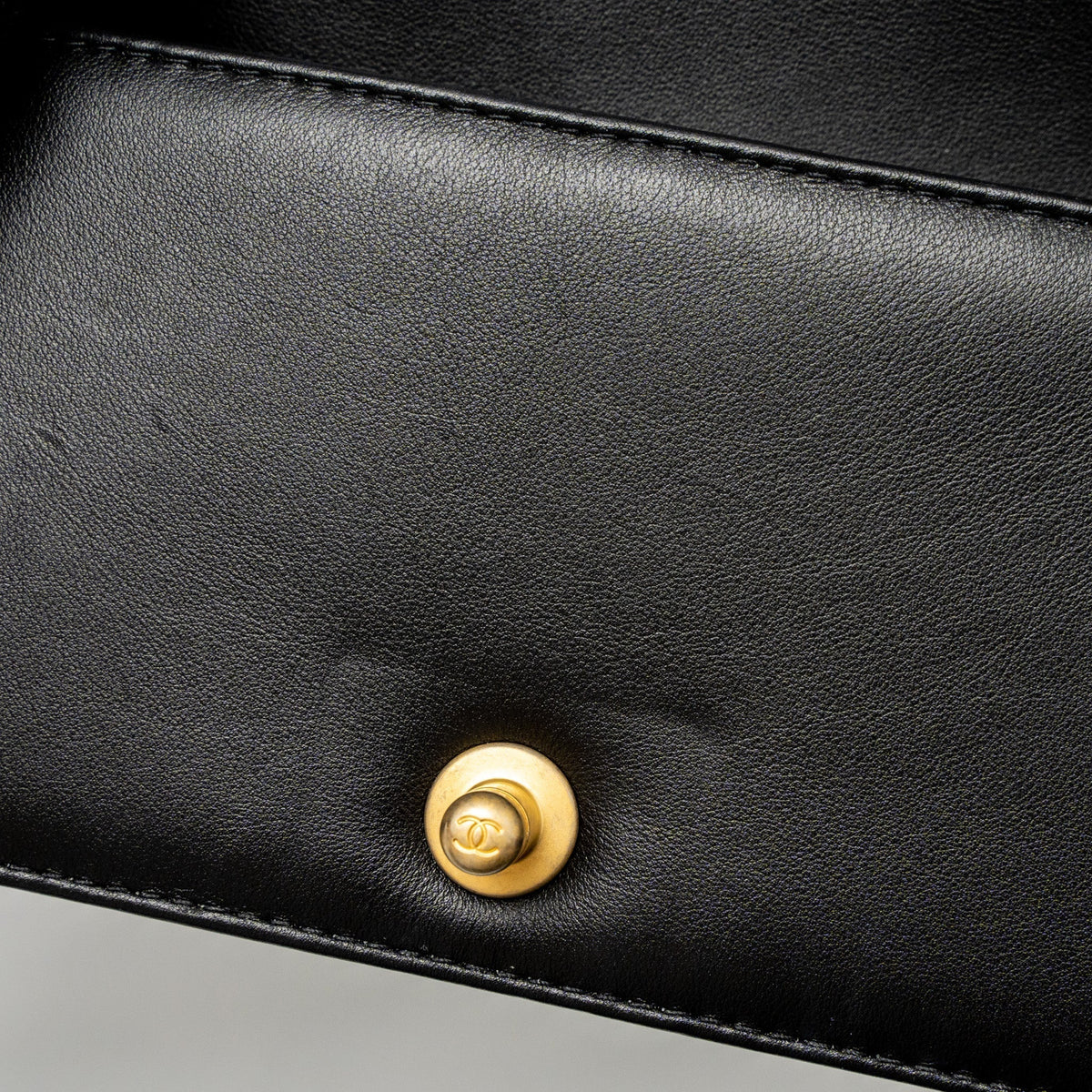CHANEL TOP HANDLE SMALL BOY BAG CALFSKIN BLACK BRUSHED GHW