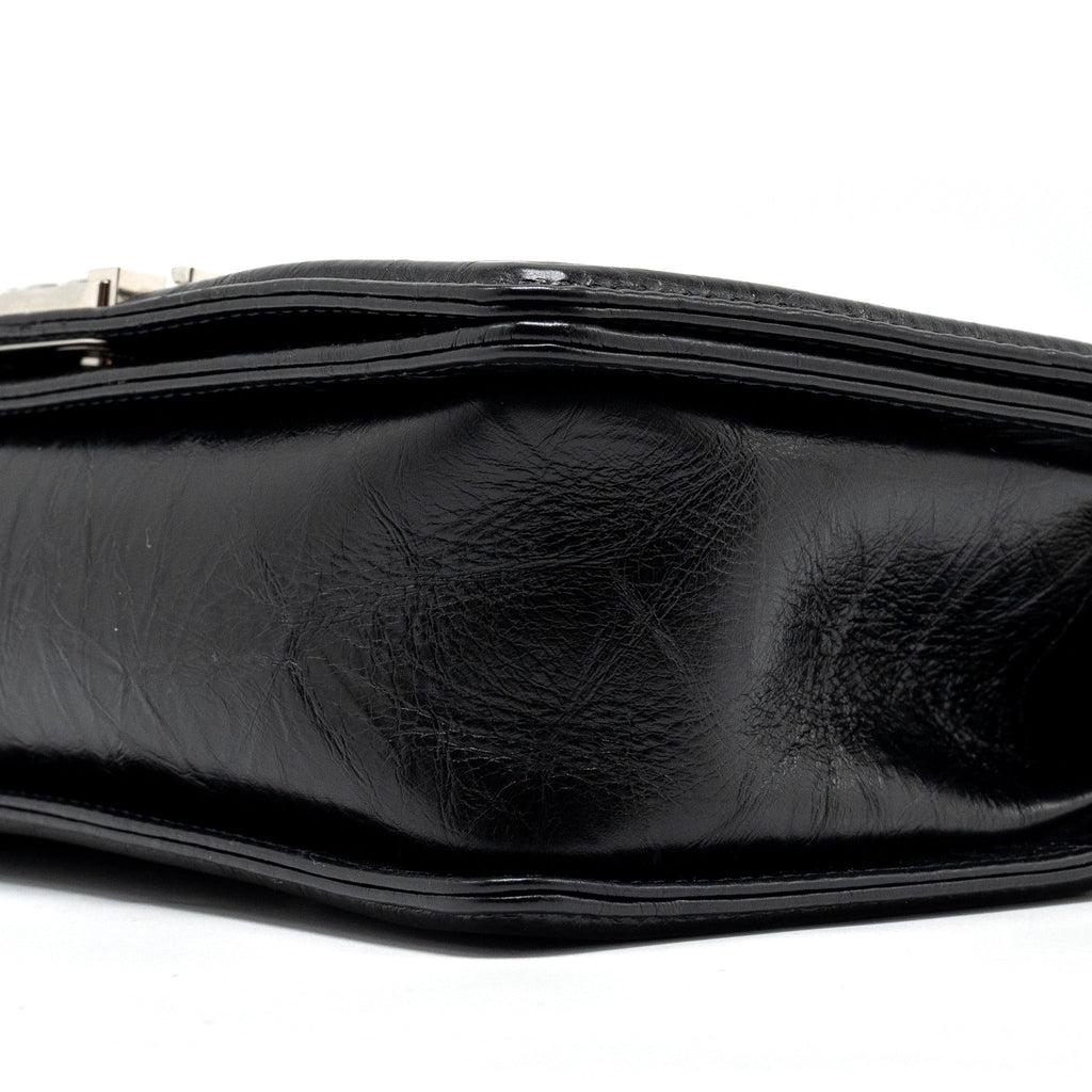 CHANEL MEDIUM CHEVRON BOY BAG LIMITED EDITION CALFSKIN BLACK SHW