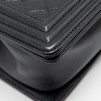 CHANEL MEDIUM BOY BAG CAVIAR BLACK RUTHENIUM SILVER HARDWARE