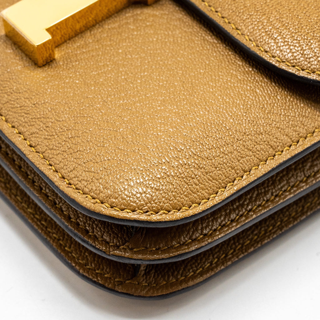Hermes Mini Constance Chèvre Mysore Kraft GHW