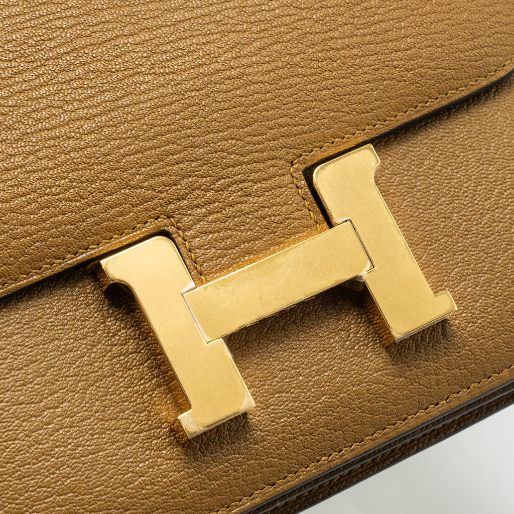 Hermes Mini Constance Chèvre Mysore Kraft GHW
