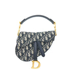 DIOR MINI SADDLE BLUE OBLIQUE GHW