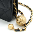 CHANEL PEARL CRUSH MINI FLAP BELT BAG LAMBSKIN BLACK GHW