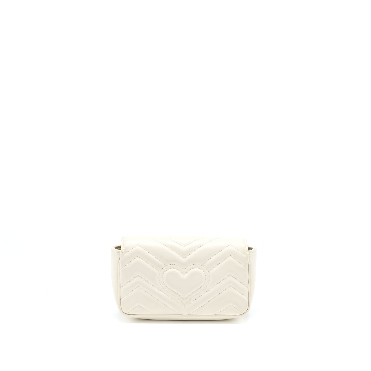 GUCCI GG MARMONT SUPER MINI BAG MATELASSÉ WHITE BRUSHED GHW