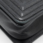 CHANEL MEDIUM BOY BAG CAVIAR BLACK SHW