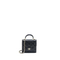 CHANEL TOP HANDLE MINI FLAP CHAIN BAG LAMBSKIN BLACK LGHW