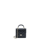 CHANEL TOP HANDLE MINI FLAP CHAIN BAG LAMBSKIN BLACK LGHW