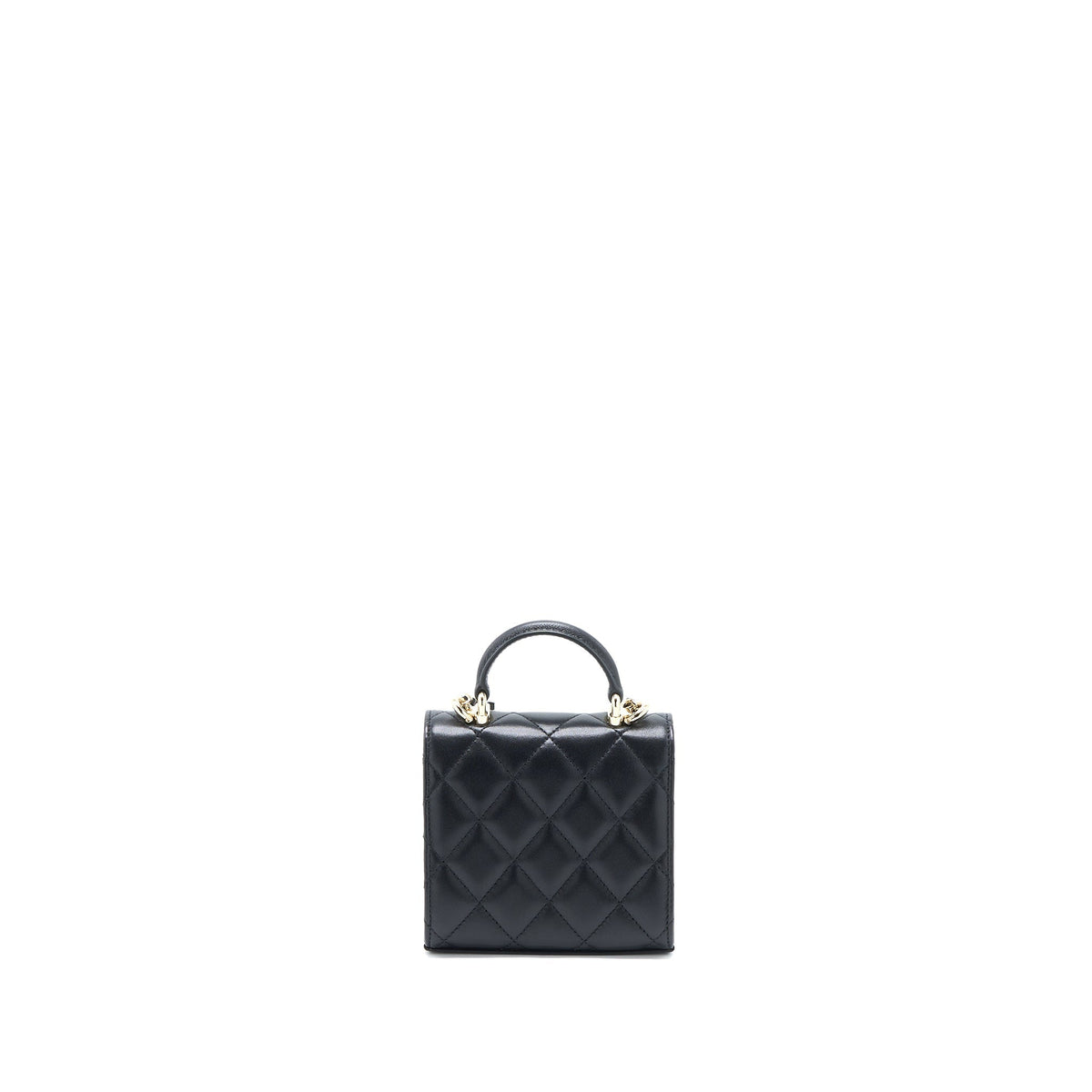 CHANEL TOP HANDLE MINI FLAP CHAIN BAG LAMBSKIN BLACK LGHW