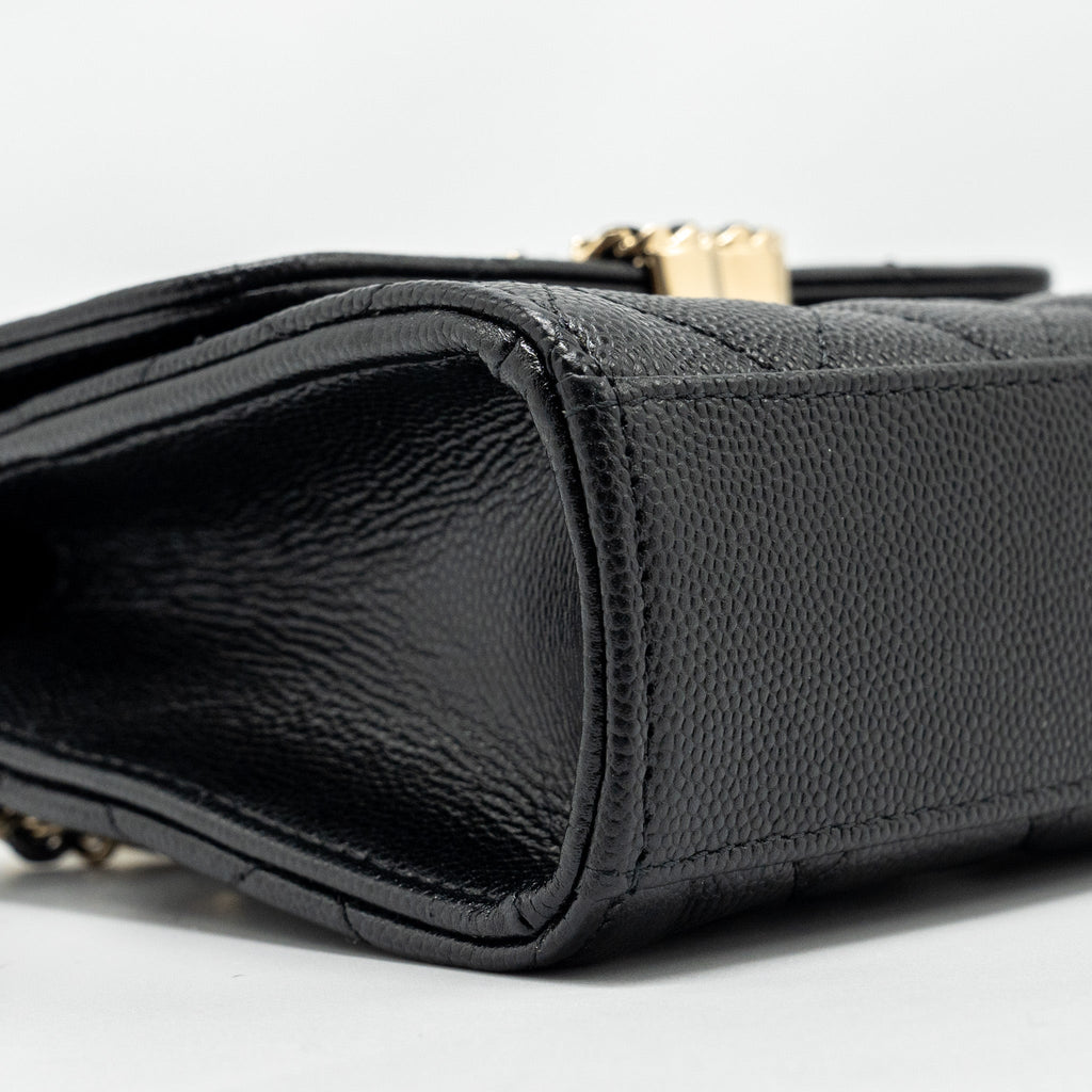 CHANEL TOP HANDLE MINI FLAP BAG WITH CHAIN CAVIAR BLACK LGHW (MICROCHIP)