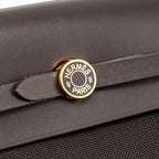 Hermes herbag mini canvas / hunter leather ebene GHW