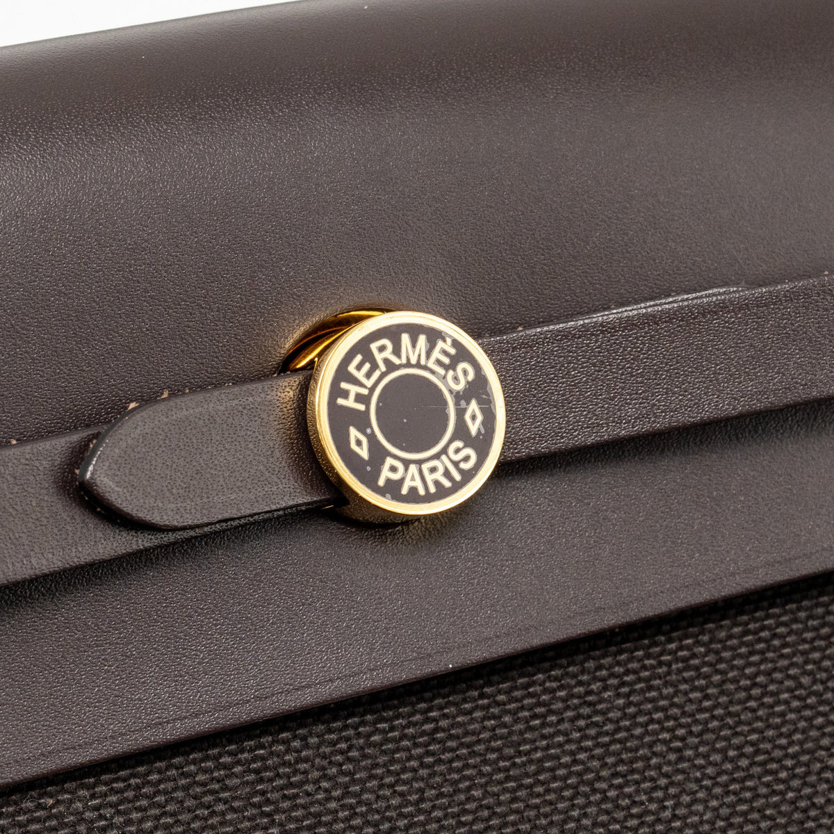 Hermes herbag mini canvas / hunter leather ebene GHW