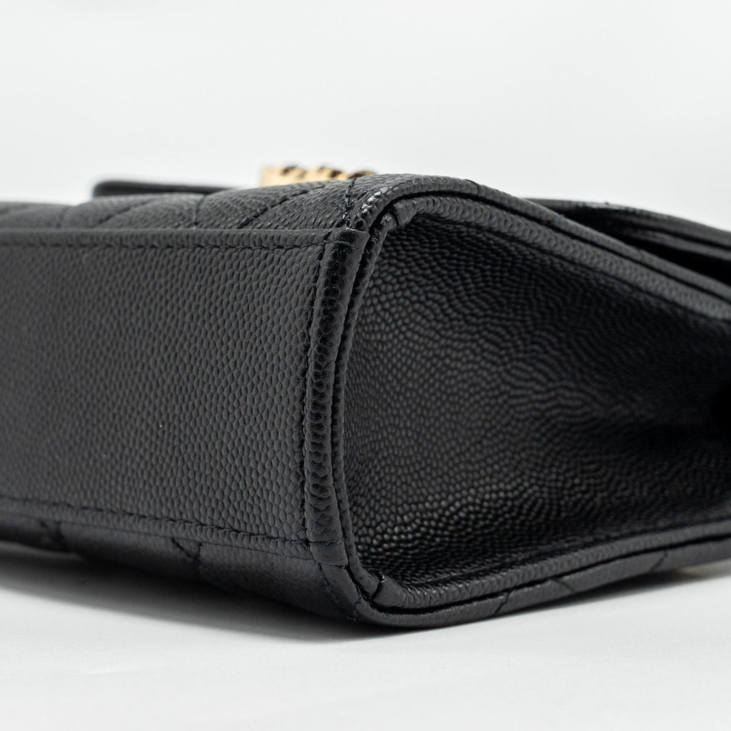 CHANEL TOP HANDLE MINI FLAP BAG WITH CHAIN CAVIAR BLACK LGHW (MICROCHIP)