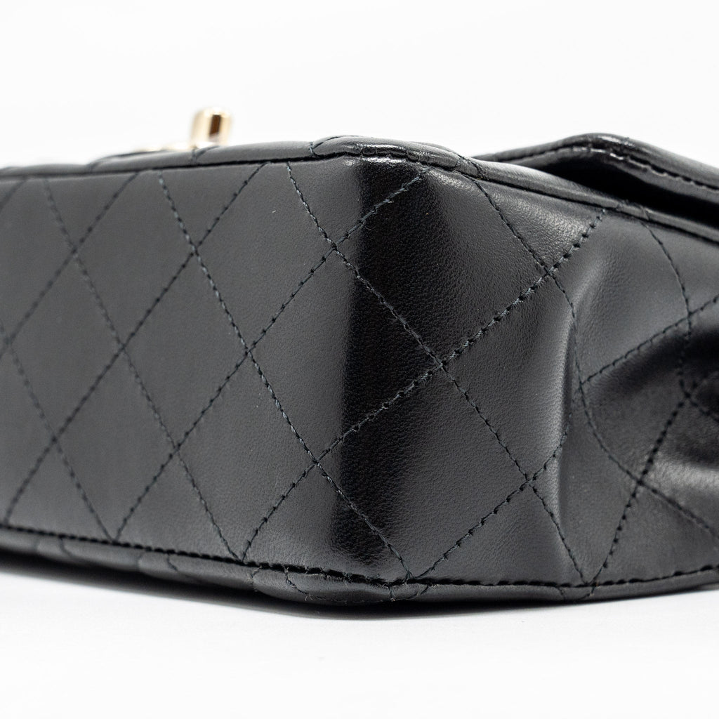 CHANEL MINI RECTANGULAR FLAP BAG LAMBSKIN BLACK LGHW (MICROCHIP)