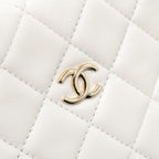 CHANEL 23C ROUND CLUTCH LAMBSKIN WHITE LGHW (MICROCHIP)