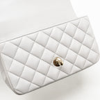 CHANEL TOP HANDLE MINI RECTANGULAR FLAP BAG LAMBSKIN LIGHT GREY LGHW (MICROCHIP)