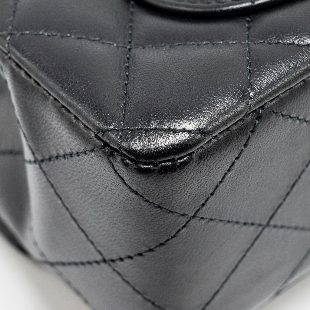 CHANEL MINI RECTANGULAR FLAP BAG LAMBSKIN BLACK LGHW (MICROCHIP)