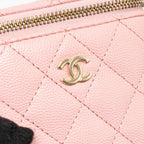 Chanel mini long vanity case with chain caviar pink LGHW