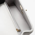 CHANEL TOP HANDLE MINI RECTANGULAR FLAP BAG LAMBSKIN LIGHT GREY LGHW (MICROCHIP)