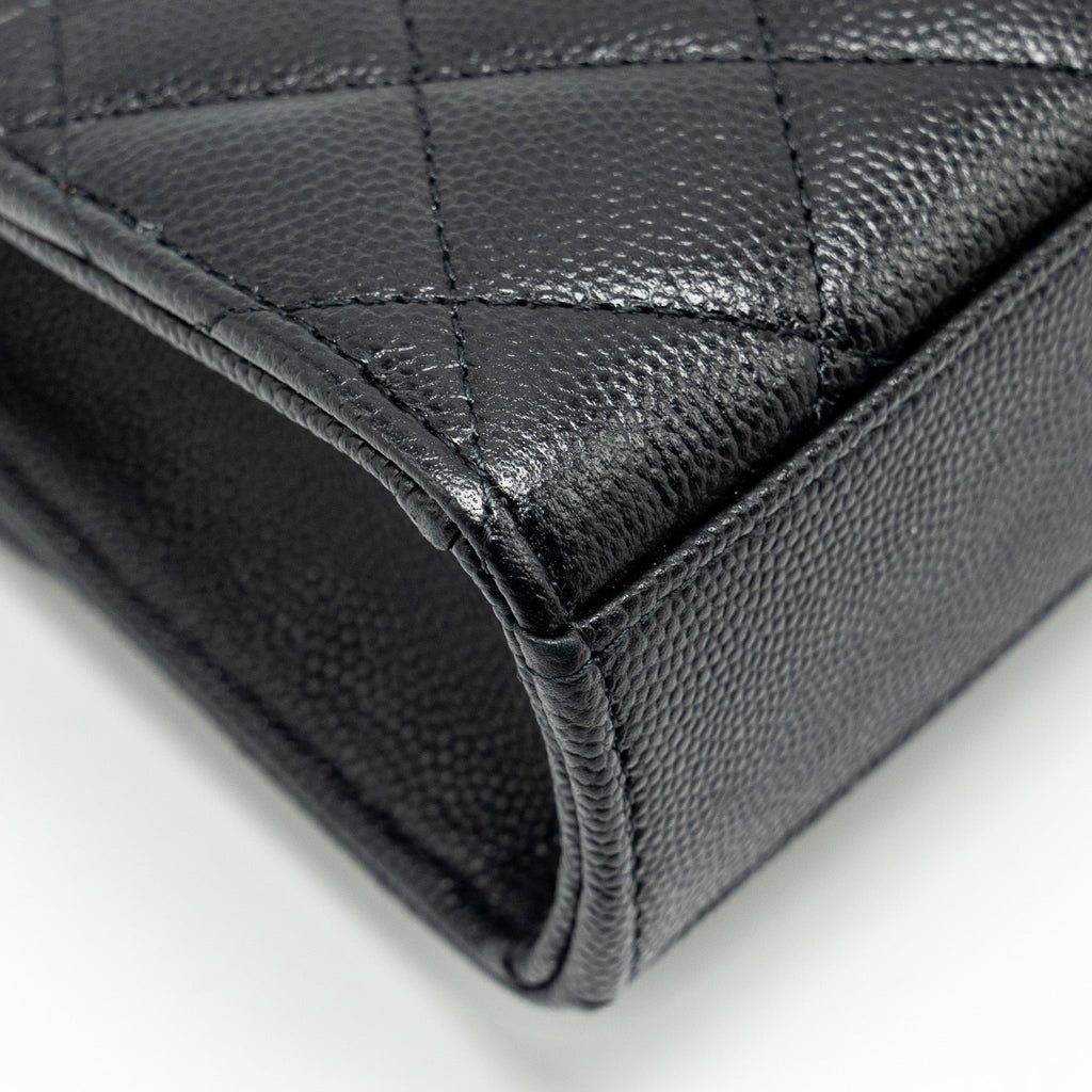 CHANEL TOP HANDLE MINI FLAP BAG WITH CHAIN CAVIAR BLACK LGHW (MICROCHIP)