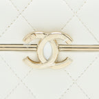 CHANEL 22P QUILTED MINI BOX VANITY WITH CHAIN LAMBSKIN WHITE LGHW