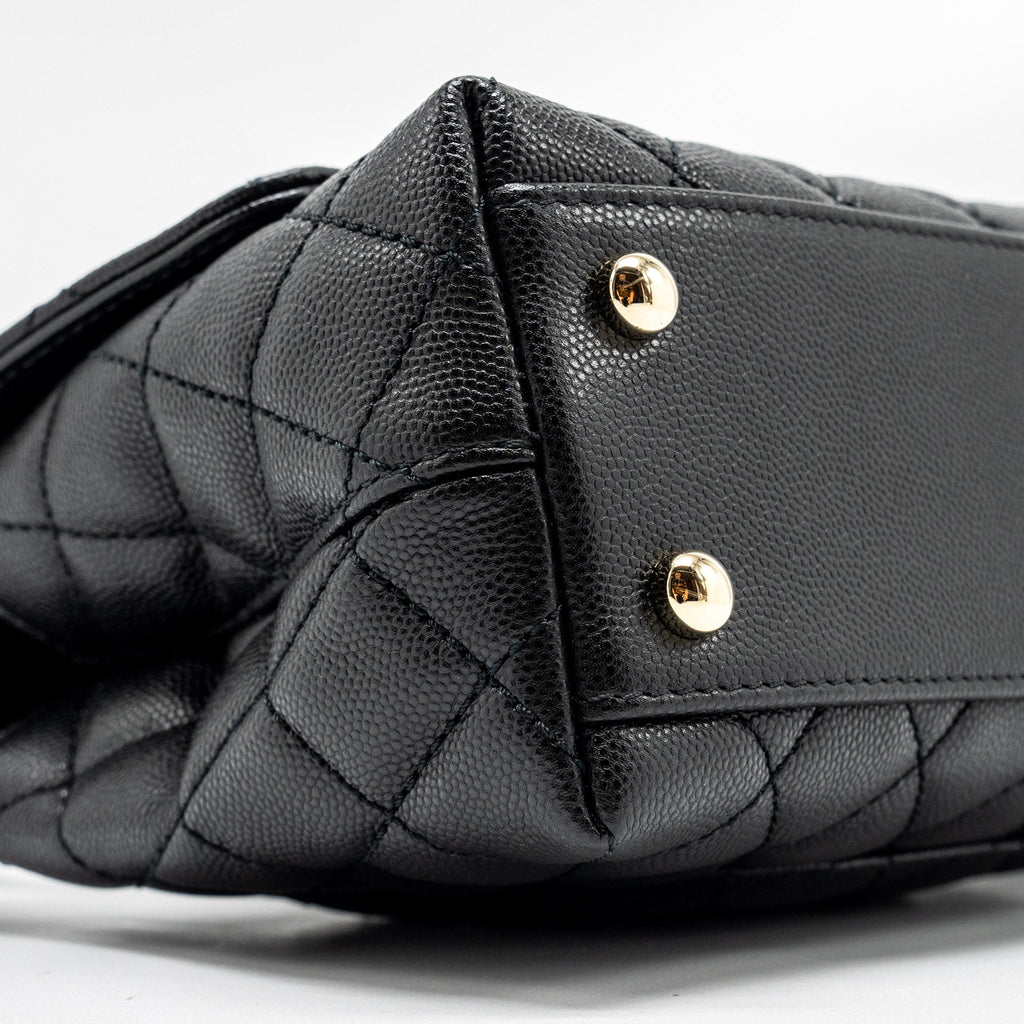 CHANEL SMALL COCO HANDLE CAVIAR BLACK LGHW (MICROCHIP)