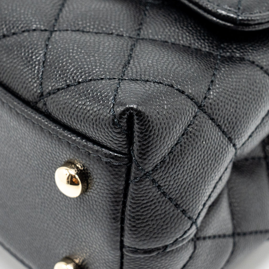 CHANEL SMALL COCO HANDLE CAVIAR BLACK LGHW (MICROCHIP)