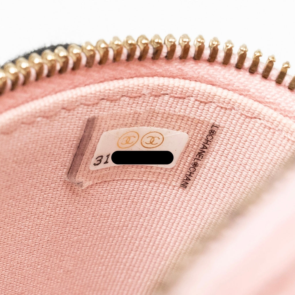 Chanel mini long vanity case with chain caviar pink LGHW