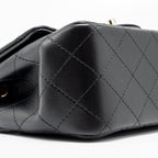 CHANEL MINI SQUARE FLAP BAG LAMBSKIN BLACK LGHW (MICROCHIP)