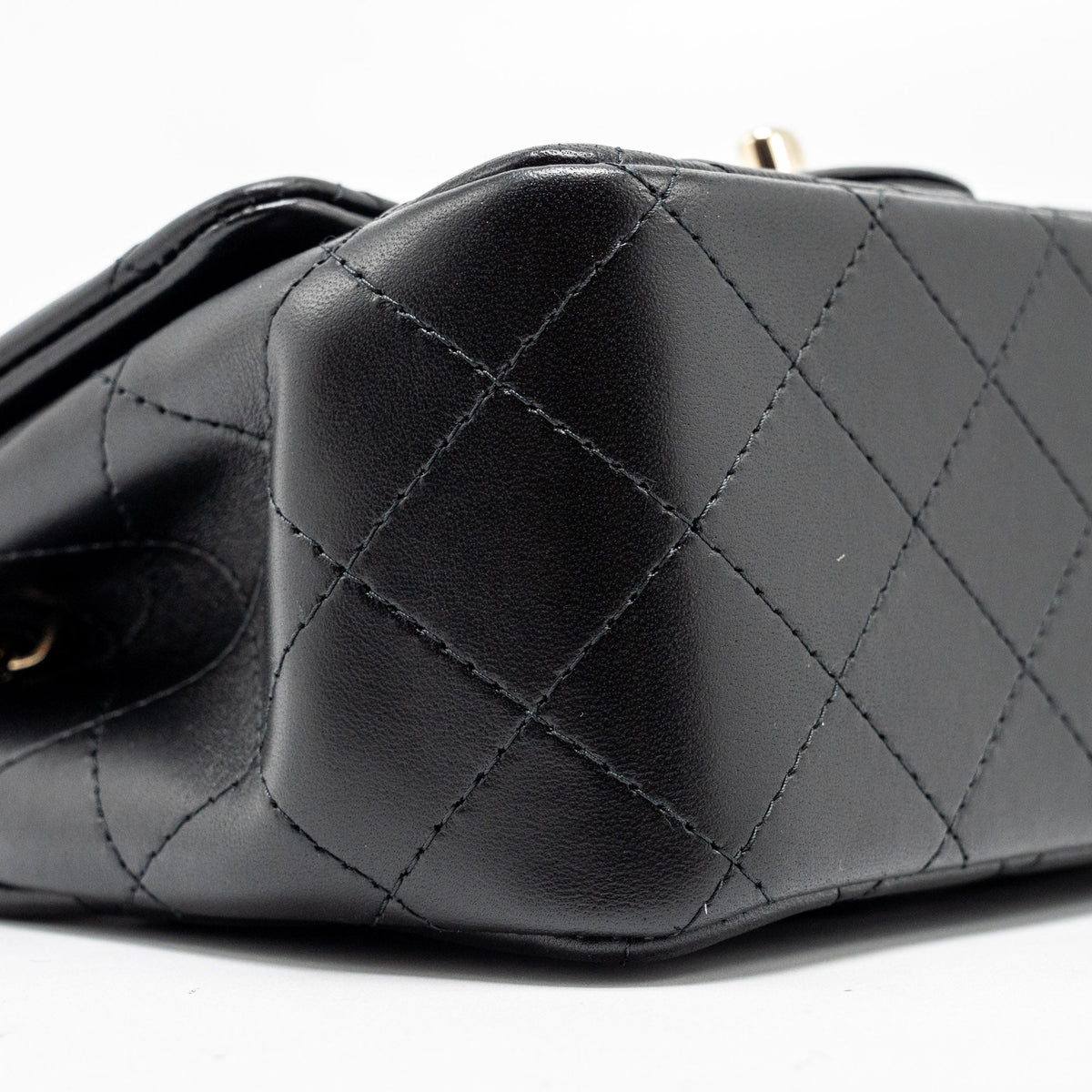 CHANEL MINI SQUARE FLAP BAG LAMBSKIN BLACK LGHW (MICROCHIP)