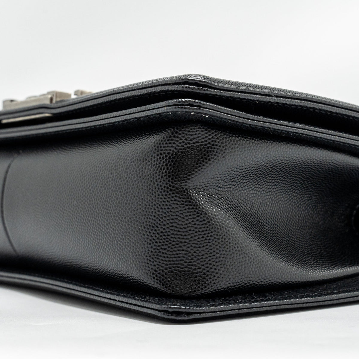 CHANEL MEDIUM BOY BAG CAVIAR BLACK RUTHENIUM HARDWARE (MICROCHIP)