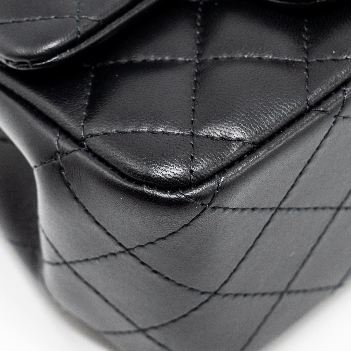 CHANEL MINI SQUARE FLAP BAG LAMBSKIN BLACK LGHW (MICROCHIP)
