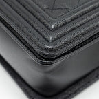 CHANEL MEDIUM BOY BAG CAVIAR BLACK RUTHENIUM HARDWARE (MICROCHIP)
