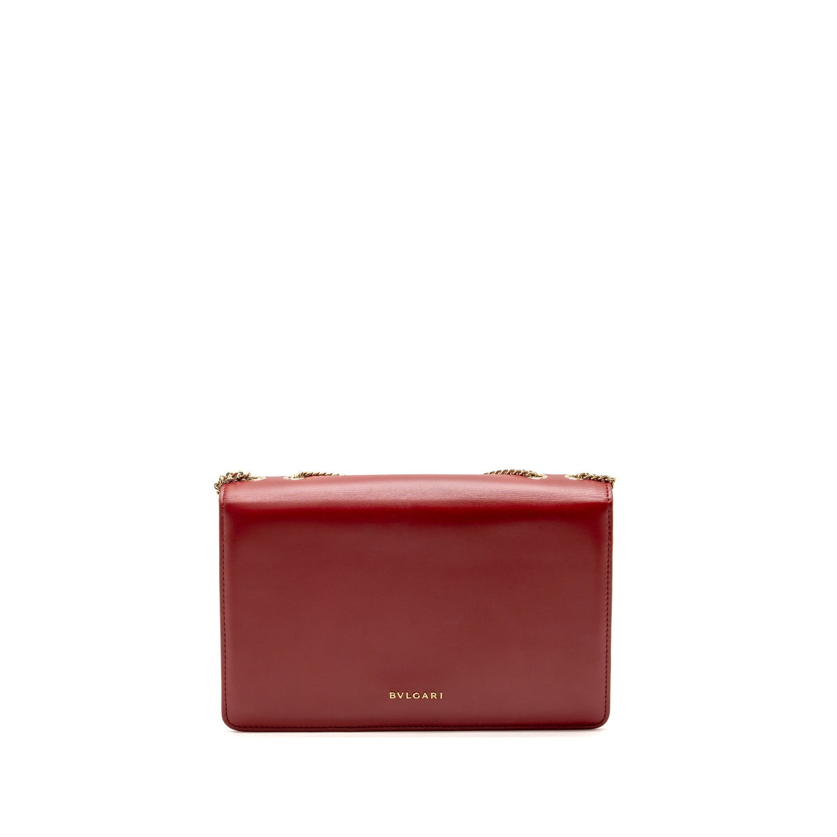 Bvlgari chain flap shoulder bag calfskin Red/Black LGHW
