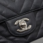 CHANEL MINI RECTANGULAR FLAP BAG CHEVRON CAVIAR BLACK SHW