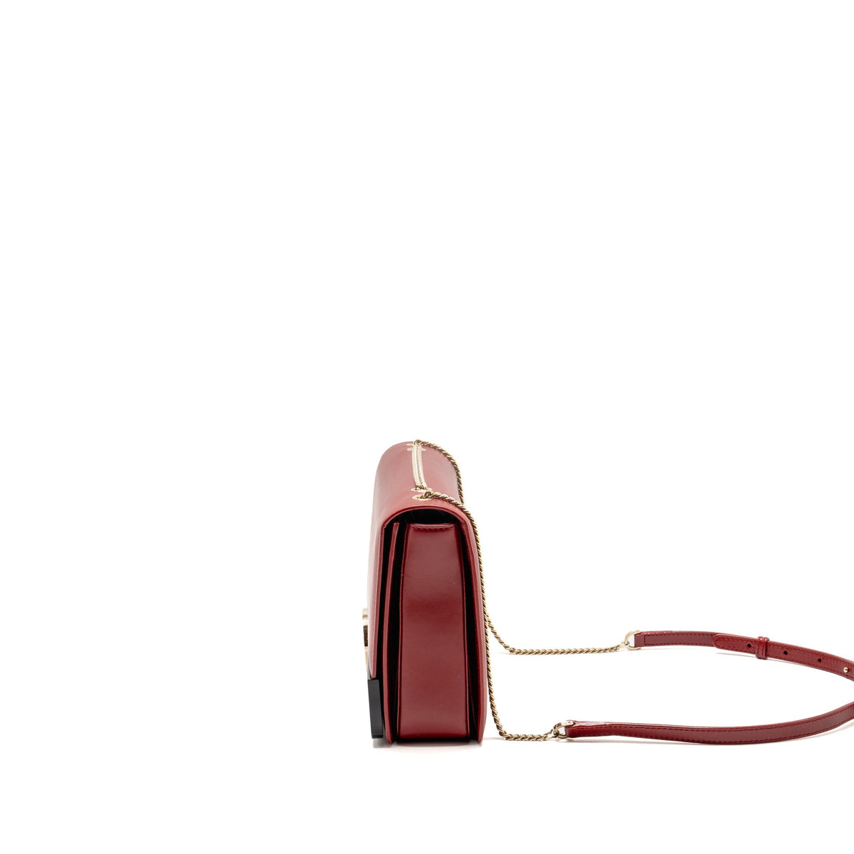 Bvlgari chain flap shoulder bag calfskin Red/Black LGHW