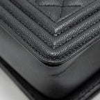 CHANEL MEDIUM BOY BAG CAVIAR BLACK RUTHENIUM HARDWARE (MICROCHIP)