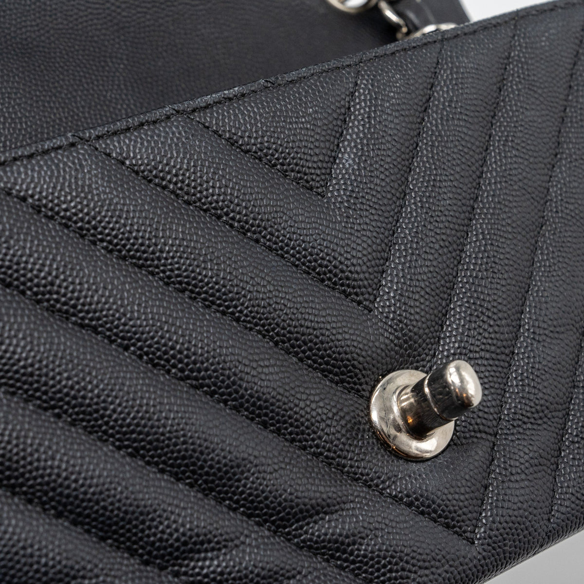 CHANEL MINI RECTANGULAR FLAP BAG CHEVRON CAVIAR BLACK SHW